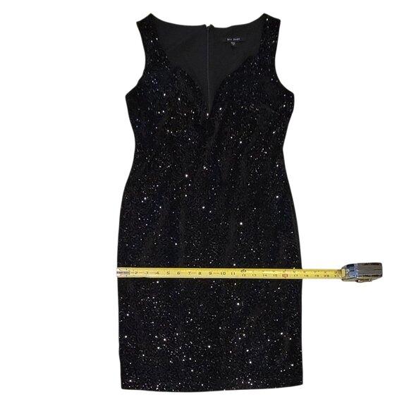 Blu Sage Black Velvet Sequins Sweetheart Neckline Cocktail Party Dress NEW NWT - Picture 9 of 16